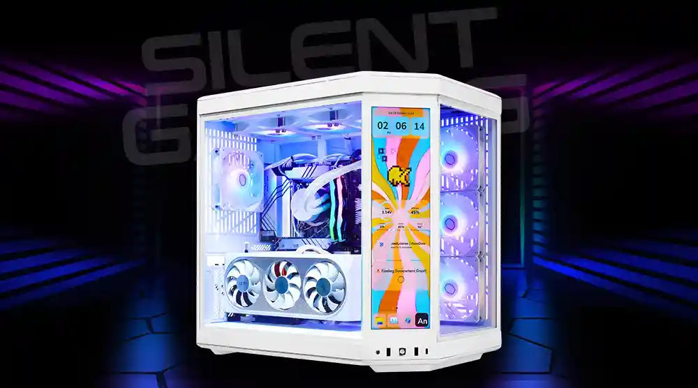 Silent gaming PC setup with components optimized for quiet performance