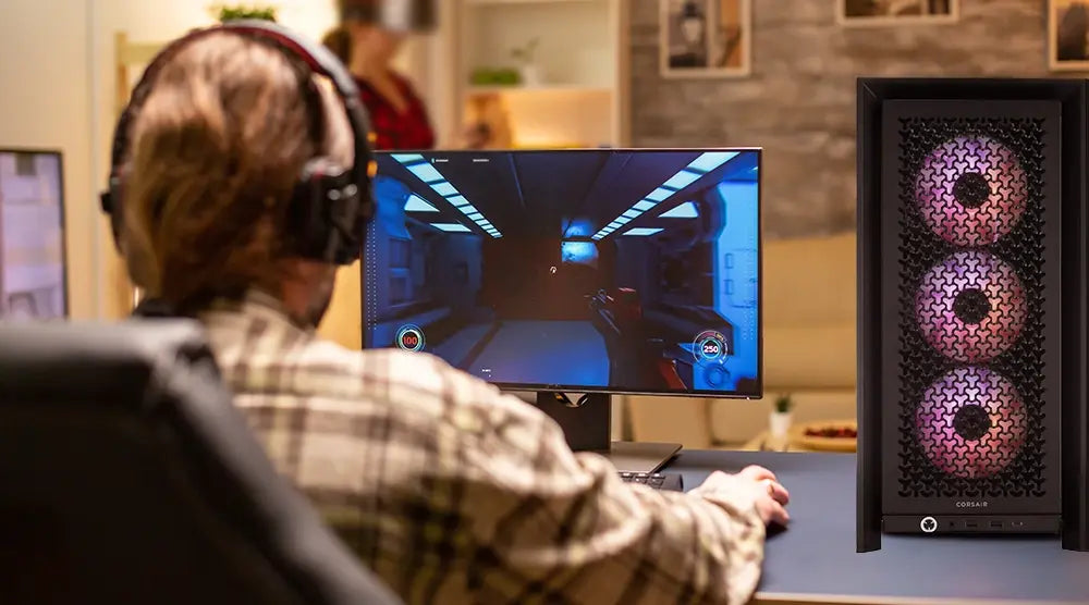 Esports player playing on PC with high FPS