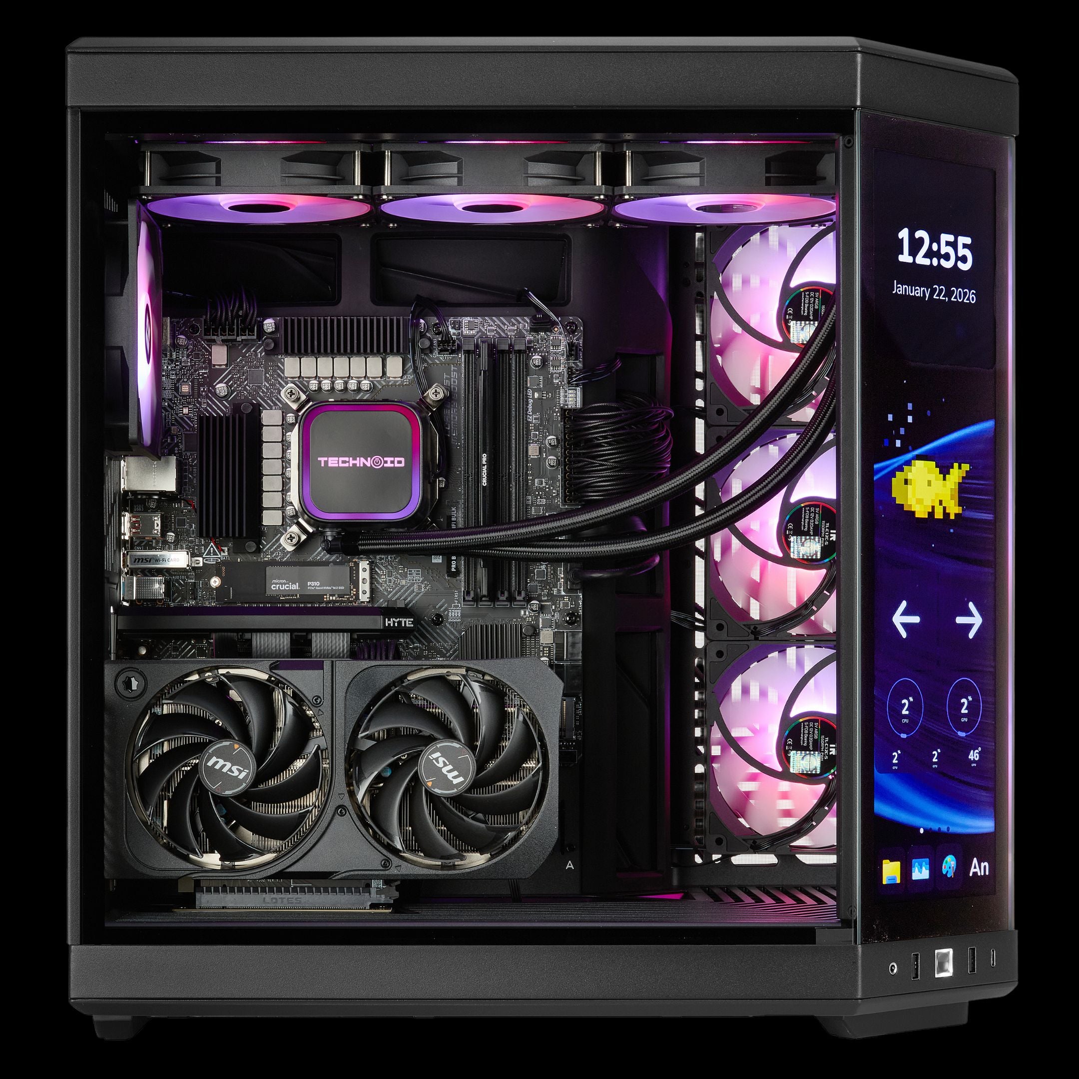 TECHNOID Limited Edition Gaming PC - Intel Core i9 14900KF, 32GB Ram, 1TB SSD, RTX 5070 , Windows 11 Pro, HYTE Y70 Touch infinite, Black
