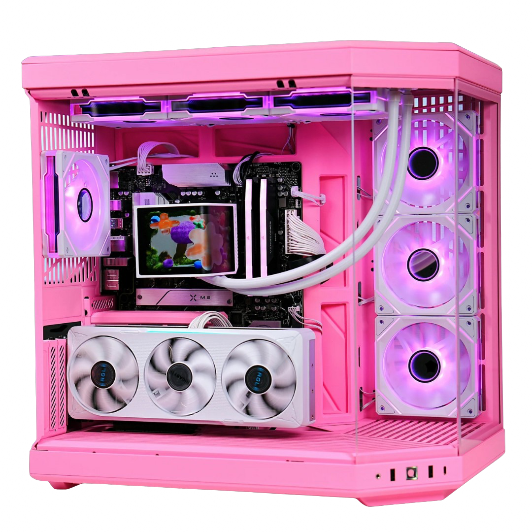 TECHNOID Limited Edition Gaming Pc (Amd Ryzen 7 7800X3D - RTX 5070 - 2TB SSD - 32GB RAM DDR5- Win 11 Pro - HYTE Y70 - pink)