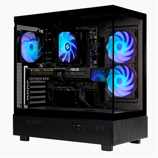 TECHNOID Glass Gaming PC - AMD Radeon RX 9070 XT - AMD Ryzen 7 9800X3D - 32GB DDR5 - 2TB SSD - Win 11 PRO - AI Ready - 850w 80 Plus Gold PSU - VR Compatible - Black