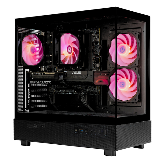 TECHNOID Glass Gaming PC - AMD Radeon RX 9060 XT - AMD Ryzen 7 7700x - 32GB DDR5 - 1TB SSD - Win 11 Home - AI Ready - VR Compatible - Black