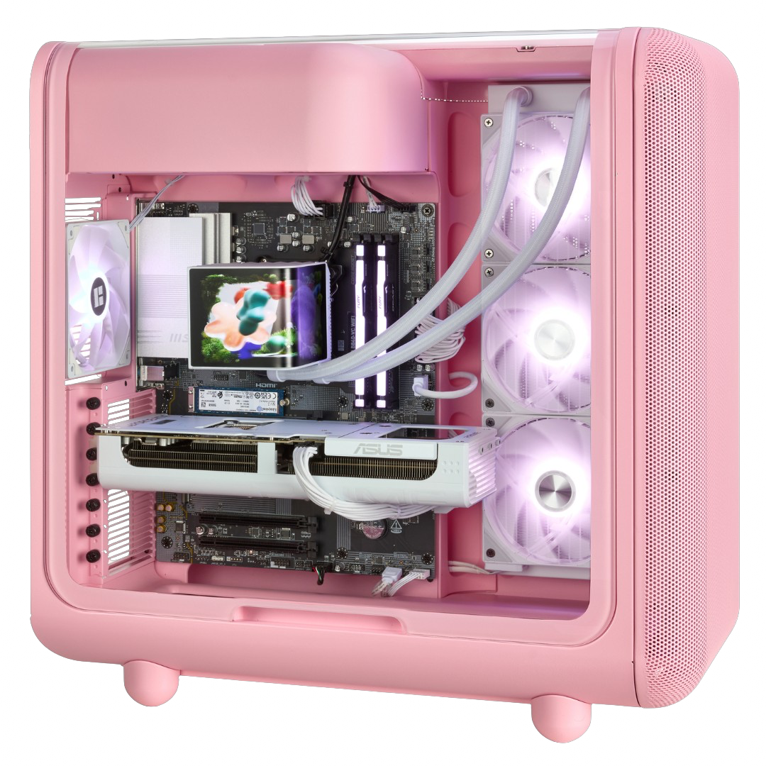 TECHNOID Infinity Gaming PC (AMD Radeon RX 9070 XT - AMD RYZEN 7 7800X3D - 32 GB DDR5 RAM - 1TB SSD - AI Ready - Windows 11 H - Wifi - HYTE X50 Strawberry Milk)