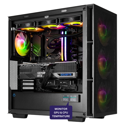 TECHNOID Pro Gaming PC - GeForce RTX 5080 - AMD Ryzen 9 9950X3D2 - 64GB DDR5 - 2TB SSD - Win 11 PRO - AI Ready - VR Compatible - Wifi Bluetooth - Black