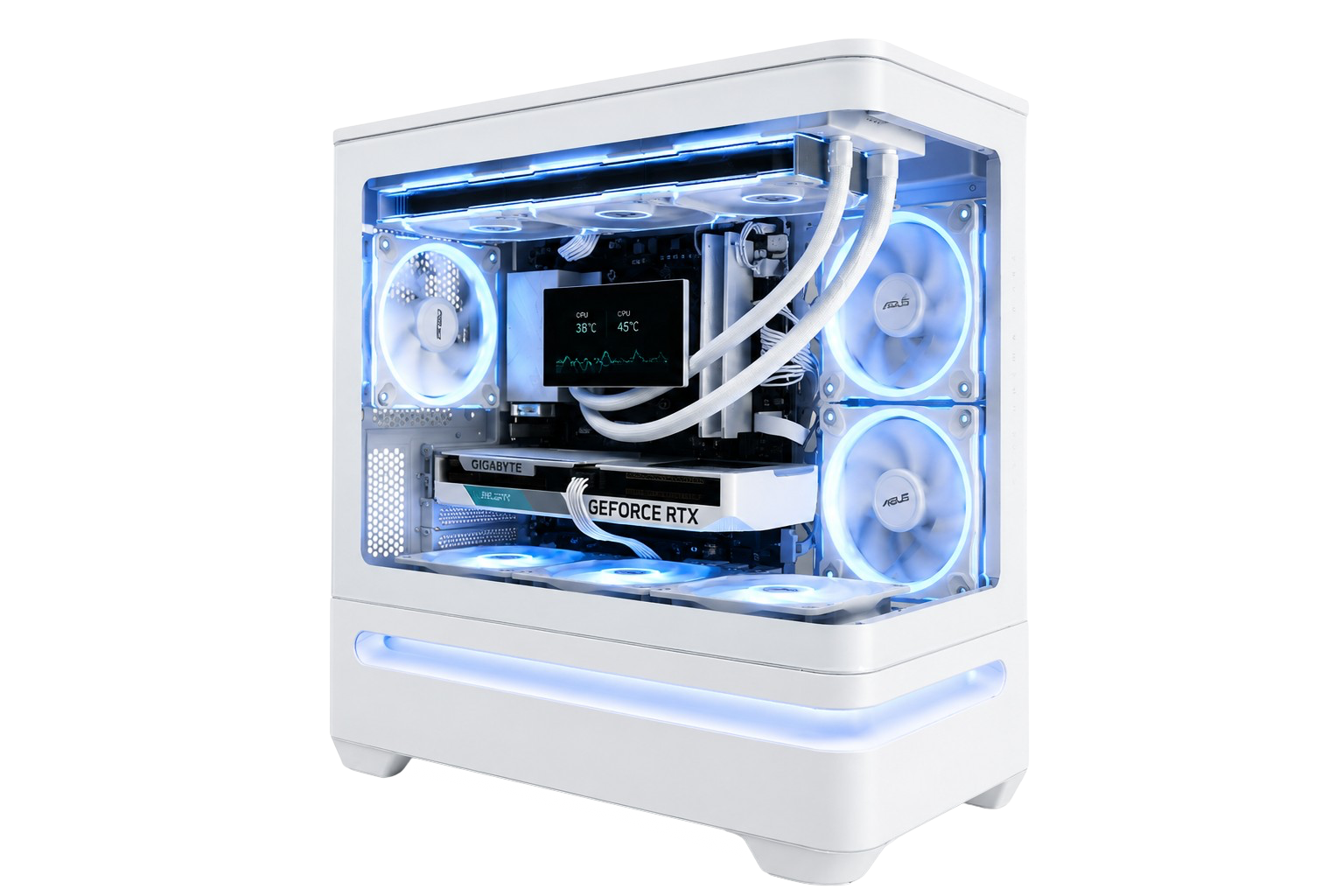 TECHNOID Vertex Gaming PC - GeForce RTX 5070 Ti - AMD Ryzen 7 7800X3D - 32GB DDR5 - 1TB SSD - Win 11 PRO - AI Ready - 850w 80 Plus Gold PSU - VR Compatible - LCD Aio - White