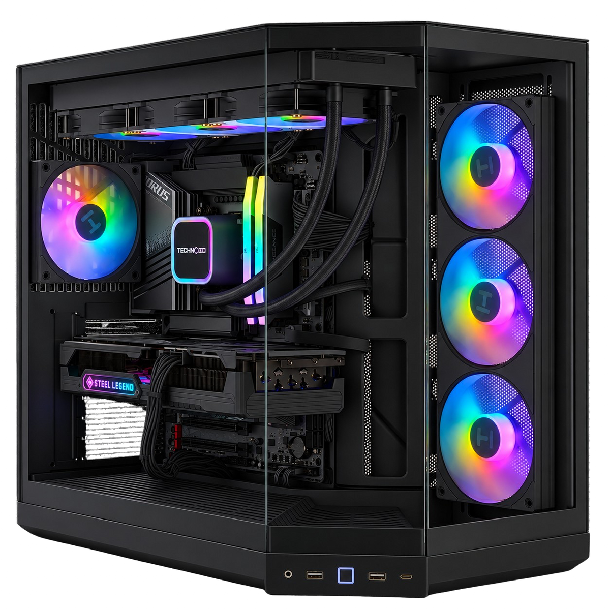 TECHNOID Panorama Gaming PC - GeForce RTX 5080 - AMD Ryzen 7 9800X3D - 32GB DDR5 - 1TB SSD - Win 11 PRO - AI Ready - VR Compatible