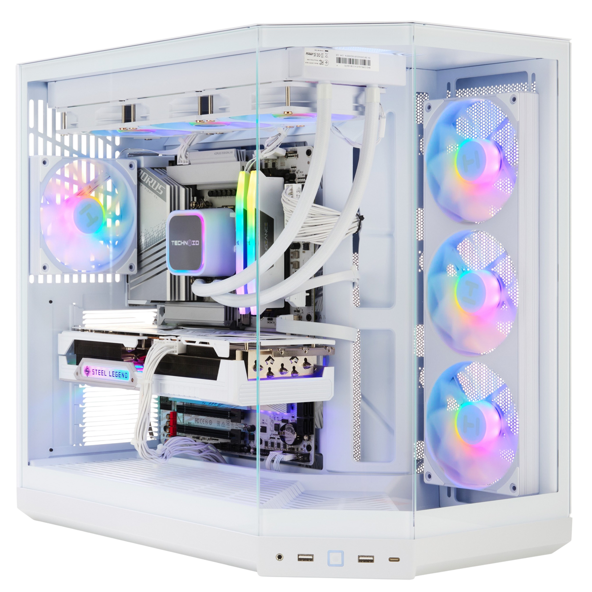 TECHNOID Panorama Gaming PC (AMD Radeon RX 9070 XT - AMD RYZEN 7 7800X3D - 32 GB DDR5 RAM - 1TB SSD - AI Ready - Windows 11 H - Wifi - HYTE Y50 White)