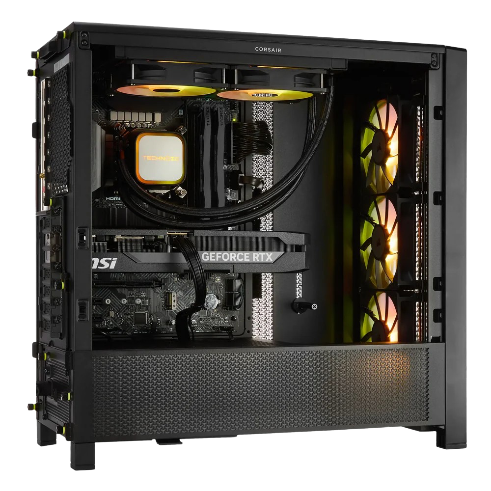 TECHNOID Ultimate Gaming PC - GeForce RTX 5070 Ti - Intel Ultra Core 7 - 32GB DDR5 - 1TB SSD - Win 11 PRO - AI Ready - 850w 80 Plus Gold PSU - VR Compatible - Black