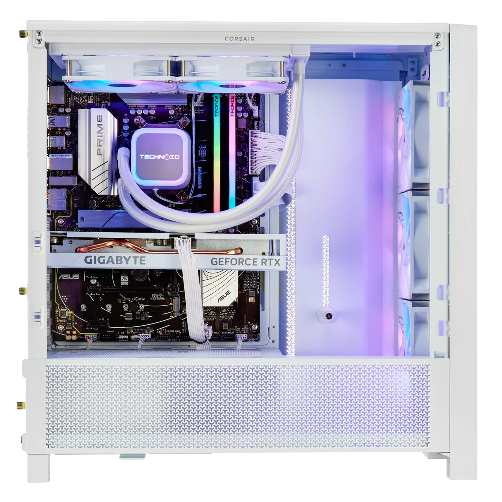 TECHNOID Ultimate Gaming PC - RTX 5080 - AMD Ryzen 7 9800X3D - 64GB DDR5 - 2TB SSD - Win 11 PRO - AI Ready - 850w 80 Plus Gold PSU - VR Compatible - White)