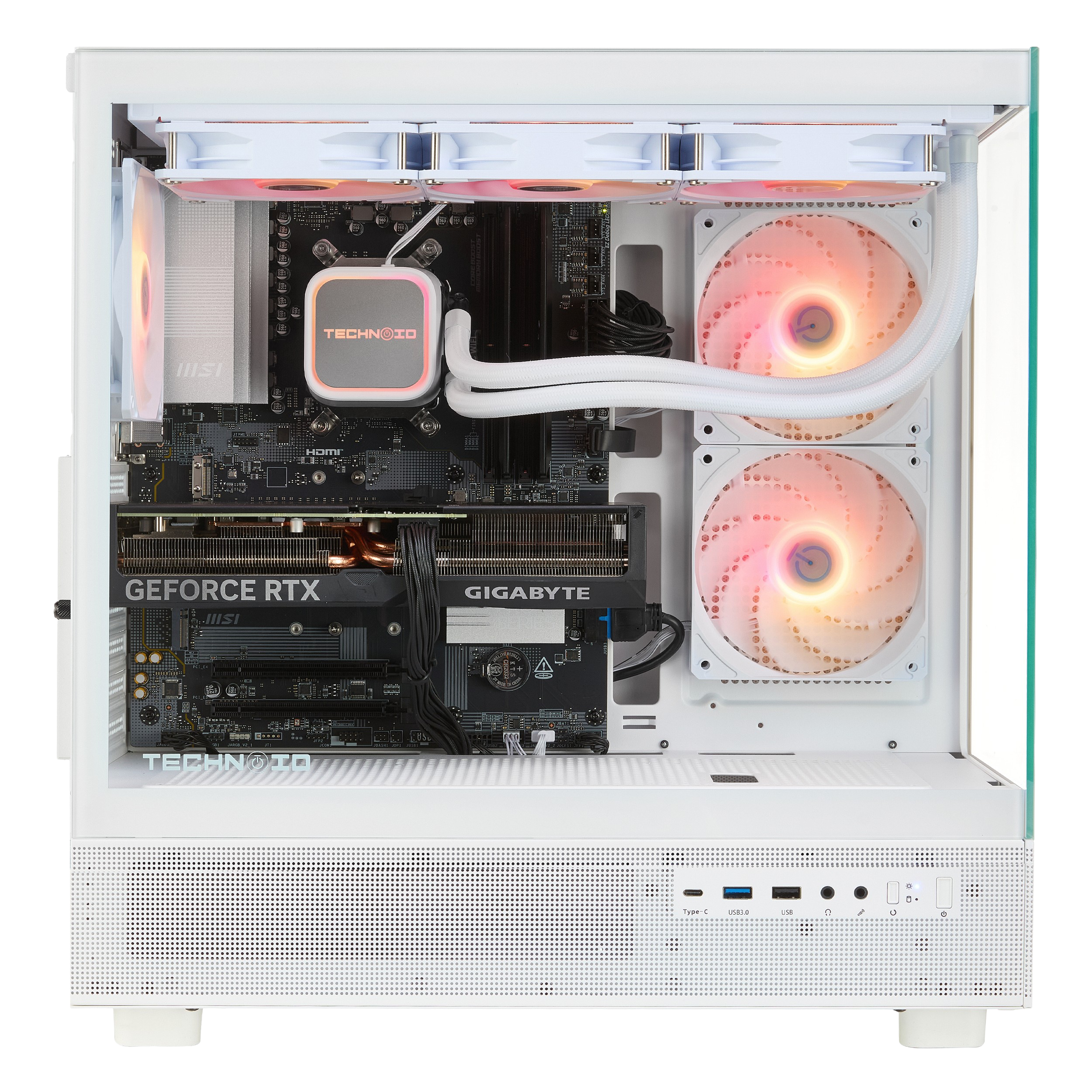 TECHNOID Glass Gaming PC - GeForce RTX 5070 - Intel Core i7 14700KF - 32GB DDR5 - 1TB SSD - Win 11 PRO - AI Ready - VR Compatible - Wifi Bluetooth