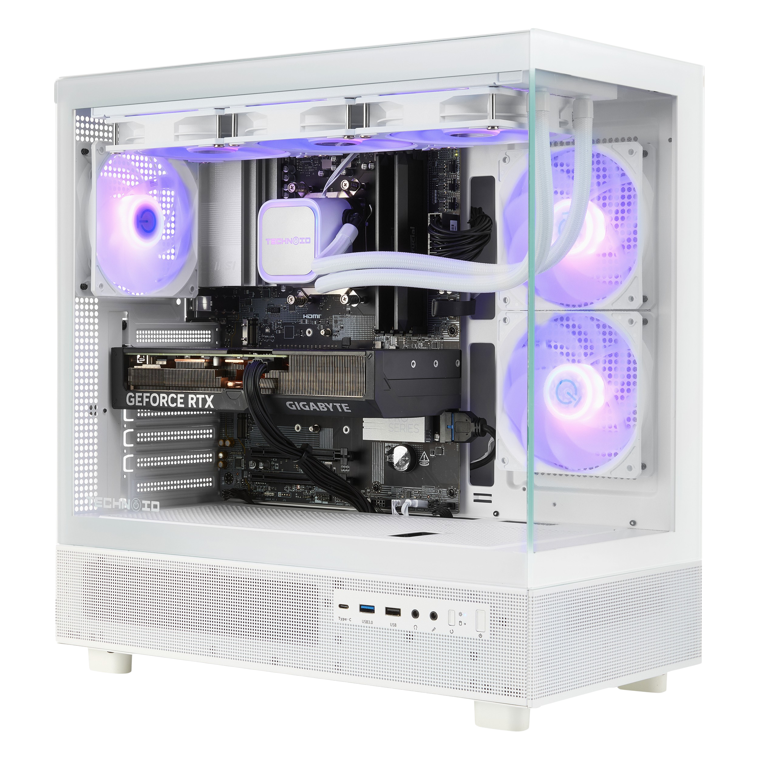 TECHNOID Glass Gaming PC - AMD Radeon RX 9060 XT 16GB - AMD Ryzen 7 7800X3D - 32GB DDR5 - 1TB SSD - Win 11 PRO - AI Ready - VR Compatible - Wifi Bluetooth