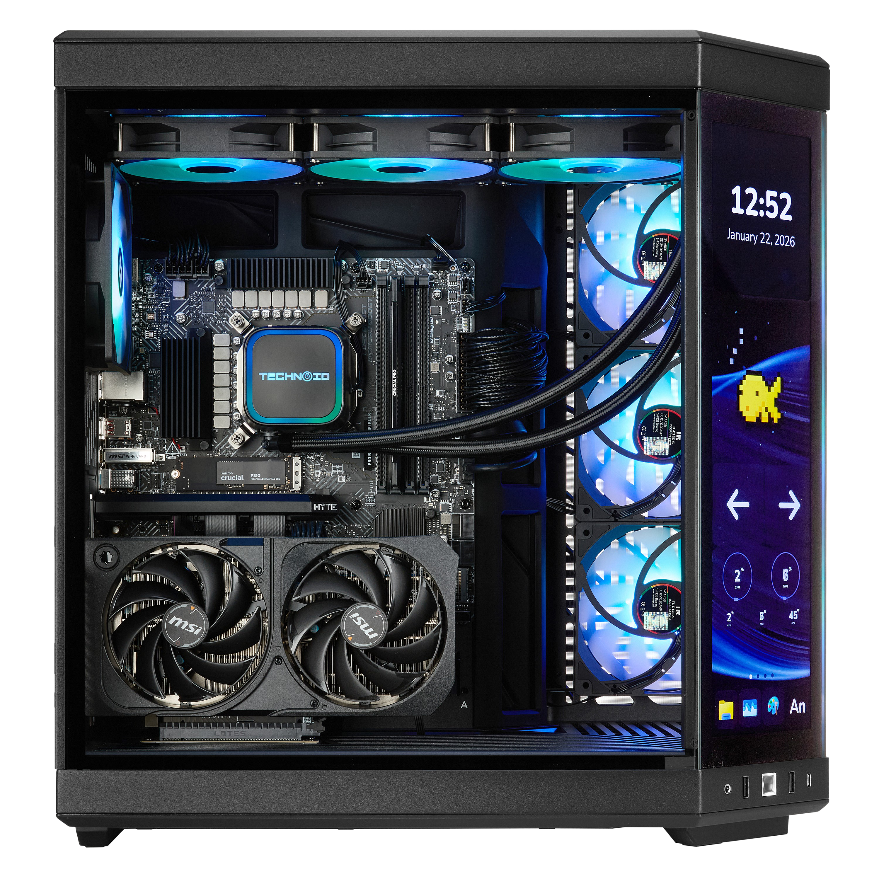 TECHNOID Limited Edition Gaming PC - AMD Ryzen 5 9600x , 32GB Ram, 1TB SSD, RTX 5070 , Windows 11 Pro, HYTE Y70 Touch infinite, Black