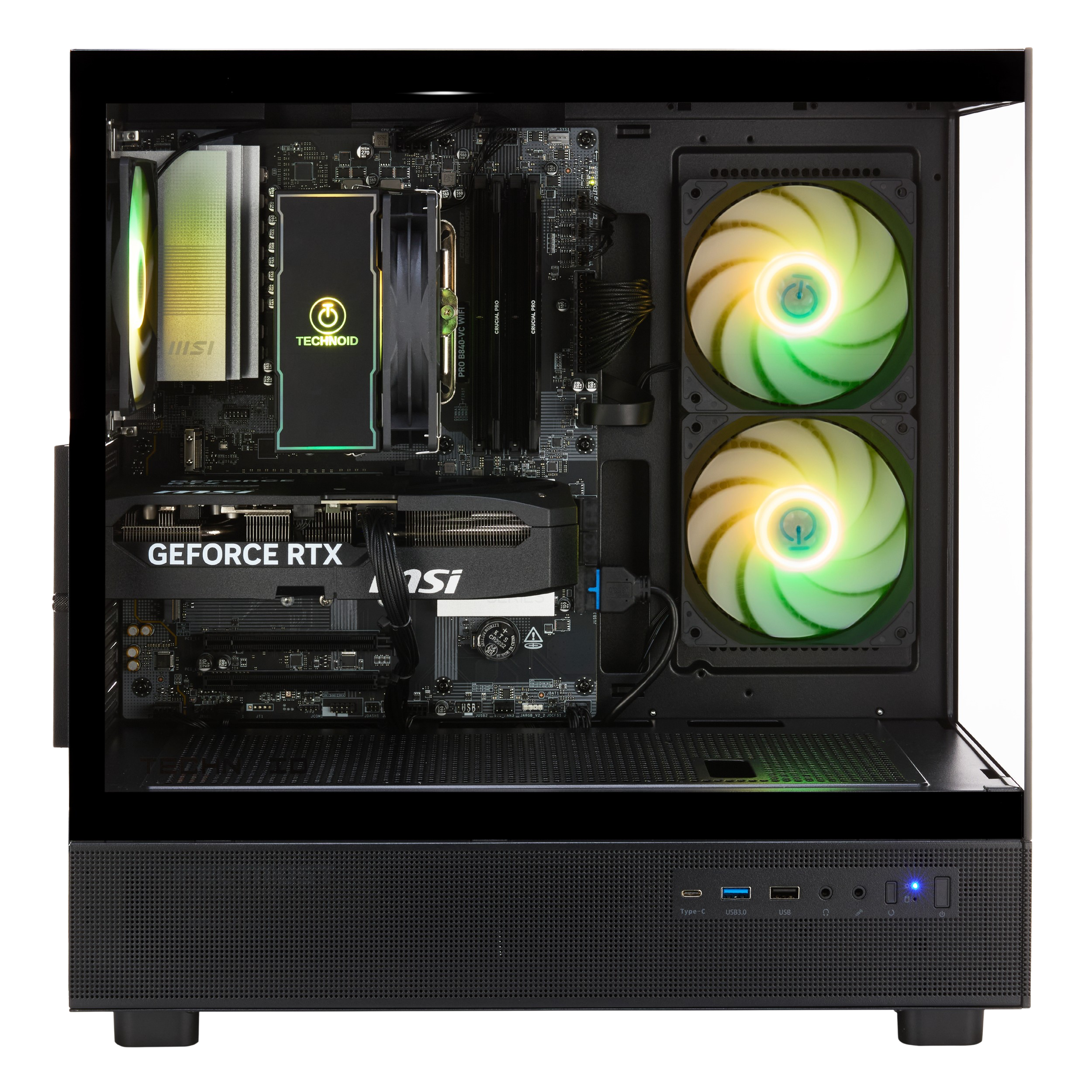 TECHNOID Glass GAMING PC (RTX 5060 - Ryzen 7 9700F - 16 GB RAM - 1TB SSD - WIN 11 H - Wifi - 3 Years Warranty - Black)