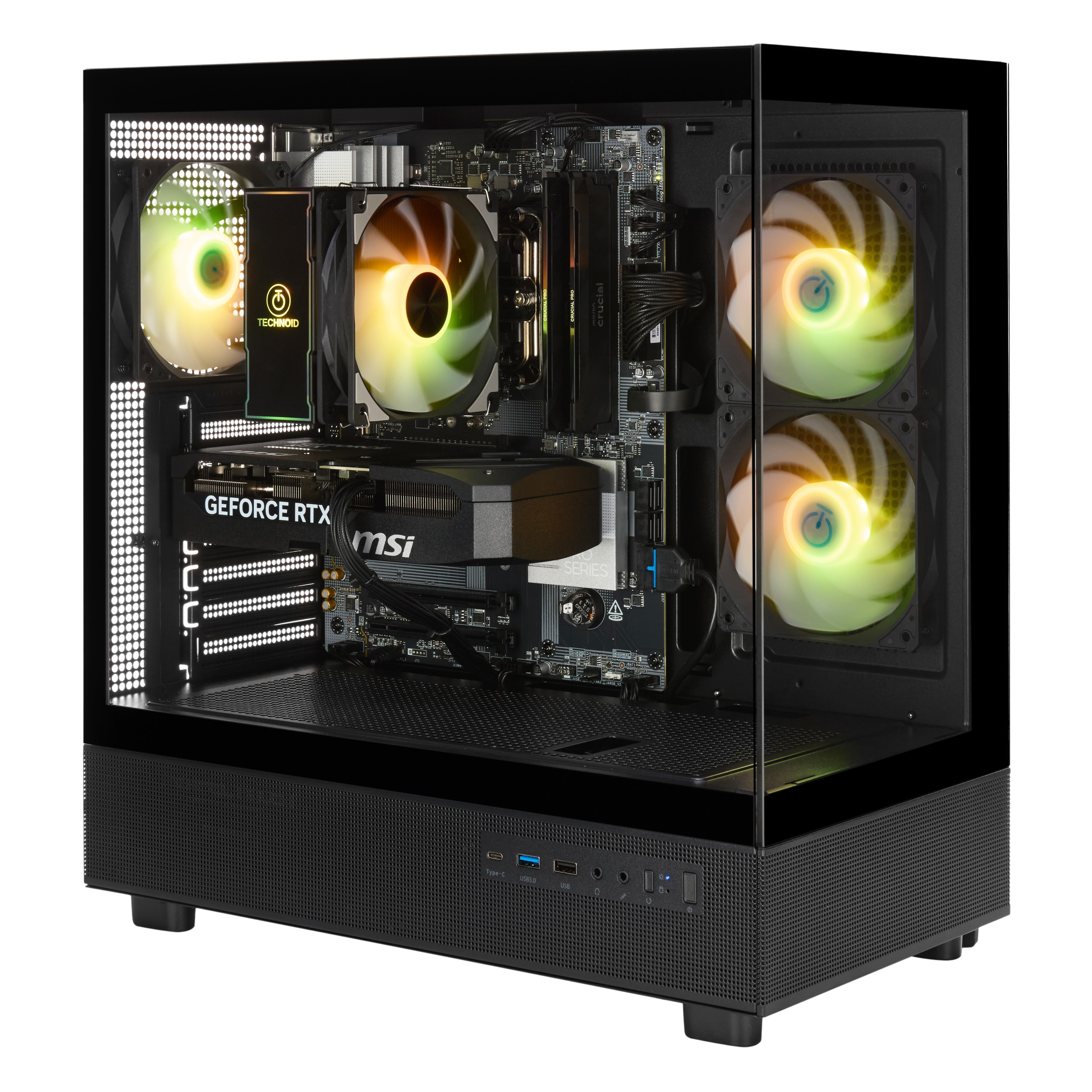 TECHNOID Glass GAMING PC (RTX 5060 - Ryzen 7 9700F - 16 GB RAM - 1TB SSD - WIN 11 H - Wifi - 3 Years Warranty - Black)