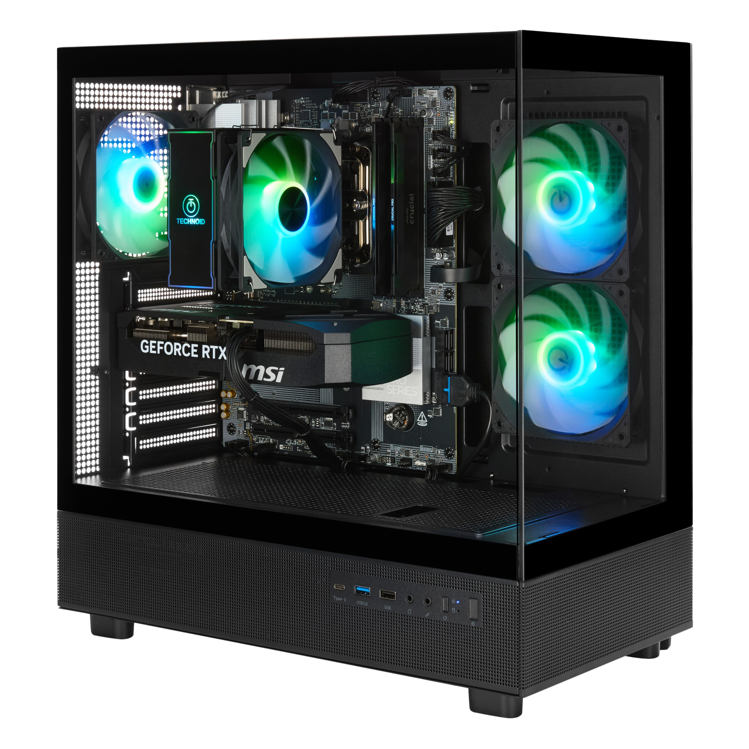 TECHNOID Glass GAMING PC (RTX 5060 - Ryzen 7 9700F - 16 GB RAM - 1TB SSD - WIN 11 H - Wifi - 3 Years Warranty - Black)