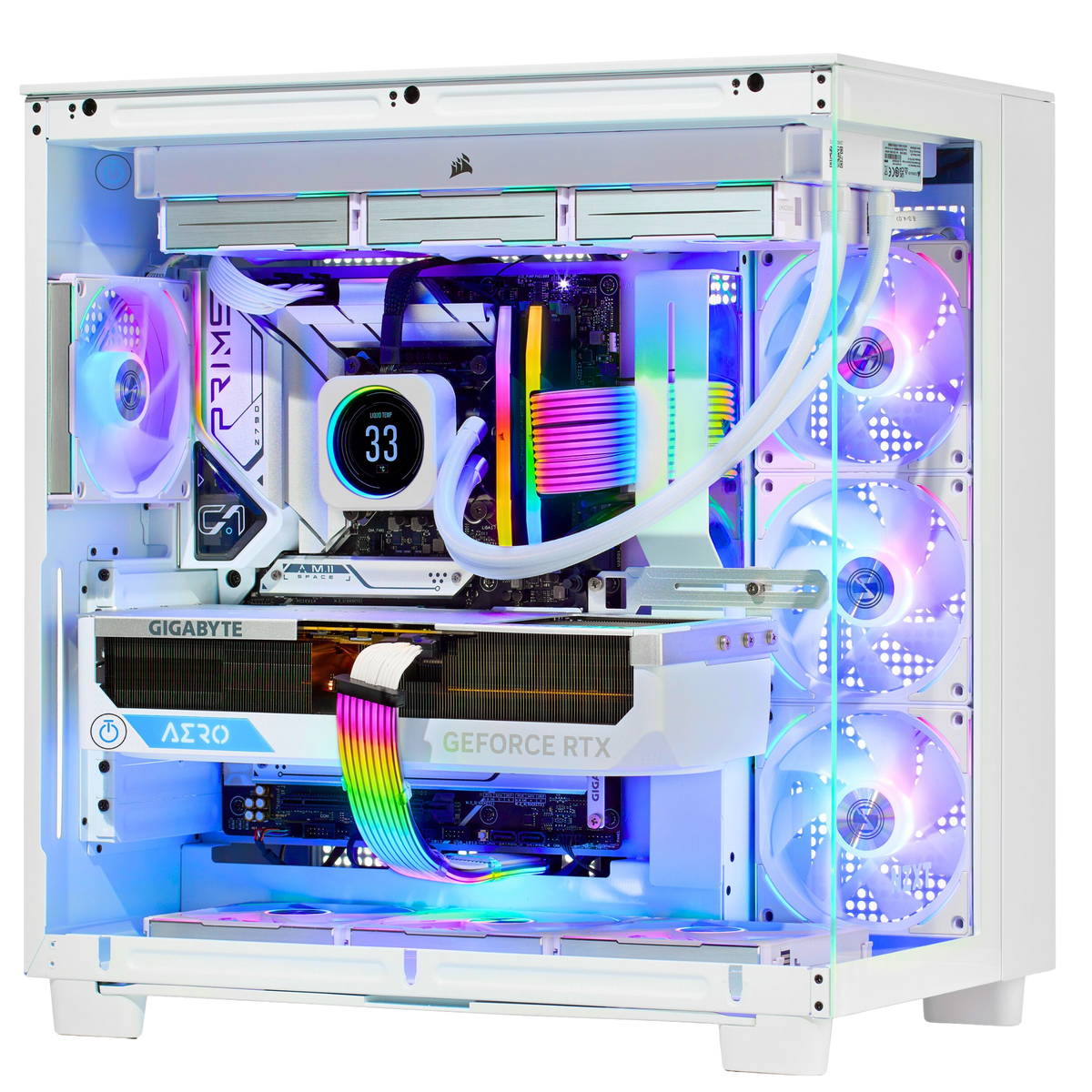 TECHNOID Frozen Gaming PC - RTX 5070 - AMD Ryzen 7 7800X3D - 32GB DDR5 - 2TB SSD - Win 11 PRO - AI Ready - 850w 80 Plus Gold PSU - VR Compatible - White