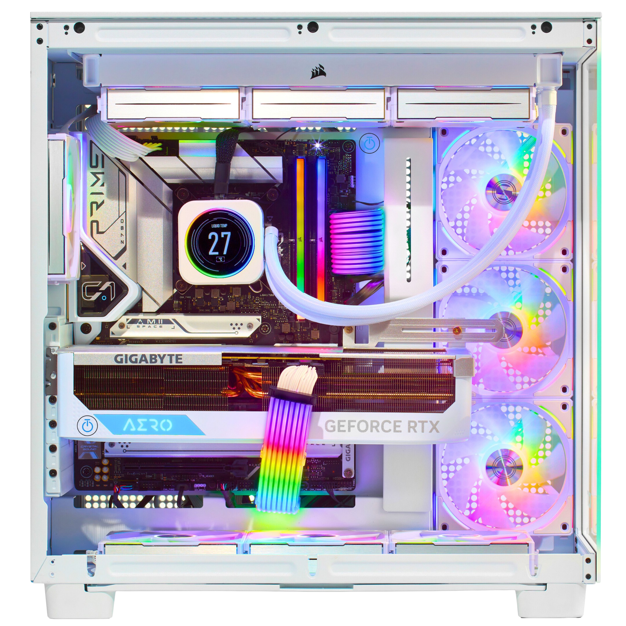 TECHNOID Frozen Gaming PC - RTX 5070 - AMD Ryzen 7 7800X3D - 32GB DDR5 - 2TB SSD - Win 11 PRO - AI Ready - 850w 80 Plus Gold PSU - VR Compatible - White
