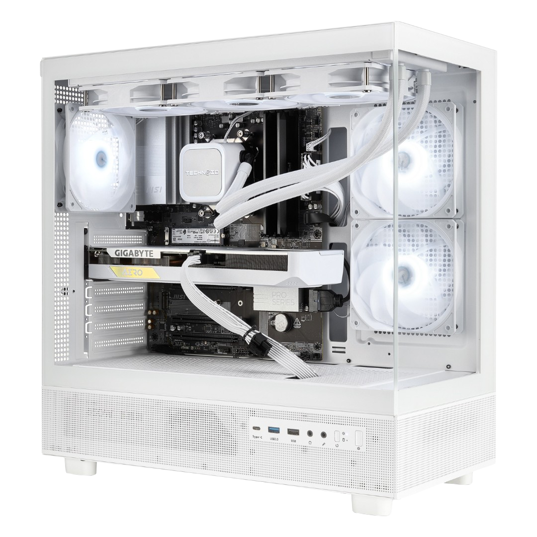 TECHNOID Glass GAMING PC (AMD RX 9070 XT - Ryzen 7 9700X - 32 GB RAM - 1TB SSD - WIN 11 H - Wifi - 3 Years Warranty - White)