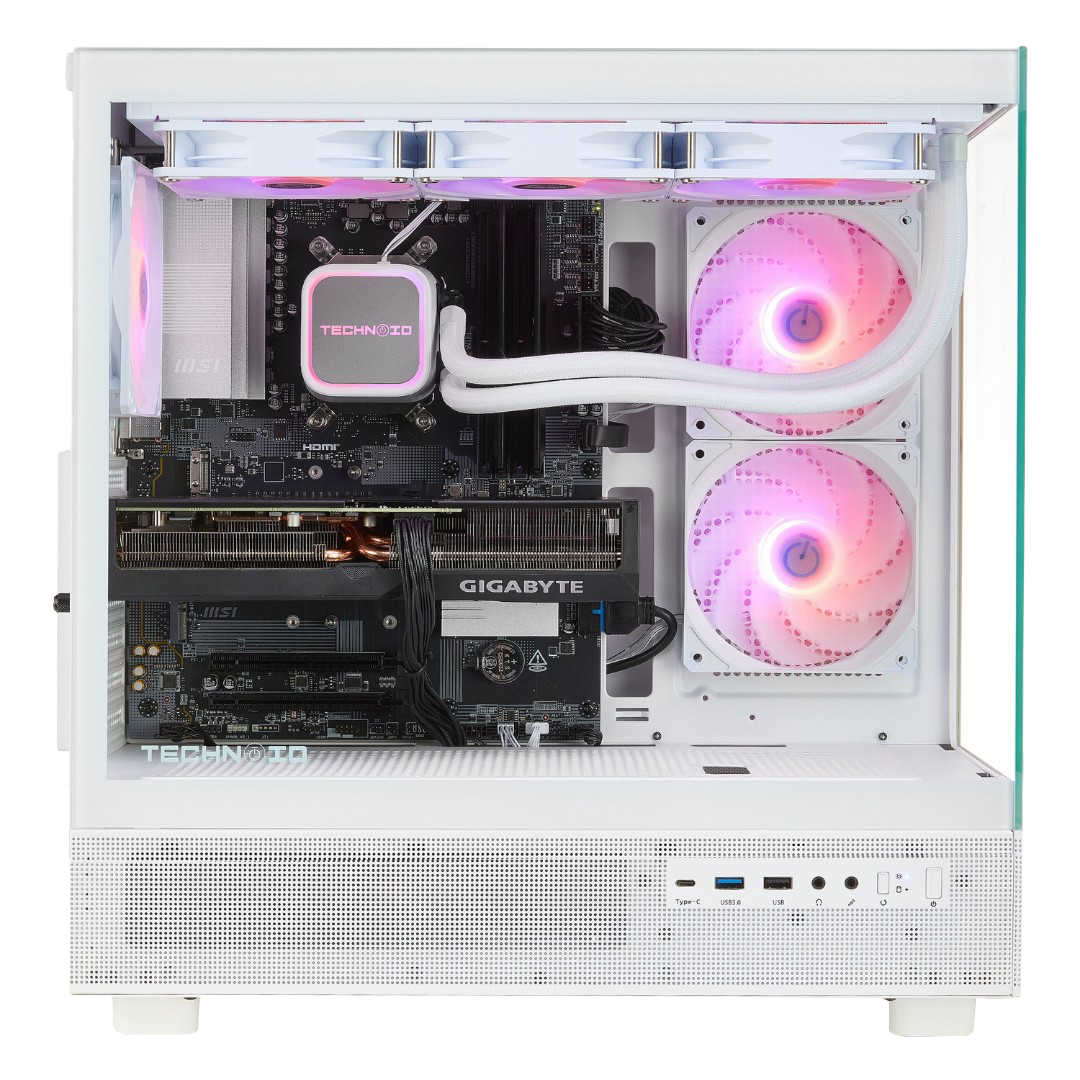 TECHNOID Glass Gaming PC - AMD Radeon RX 9060 XT 16GB - AMD Ryzen 7 7800X3D - 32GB DDR5 - 1TB SSD - Win 11 PRO - AI Ready - VR Compatible - Wifi Bluetooth