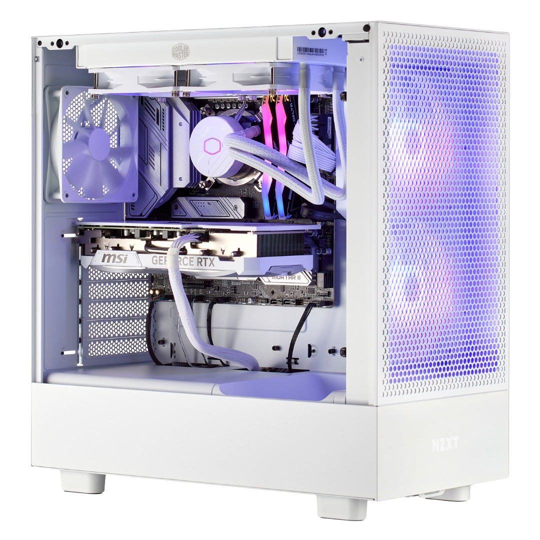 TECHNOID Icy White Gaming PC - GeForce RTX 5080 - AMD Ryzen 7 7800X3D - 64GB DDR5 - 1TB SSD - Win 11 PRO - AI Ready - VR Compatible - Wifi Bluetooth