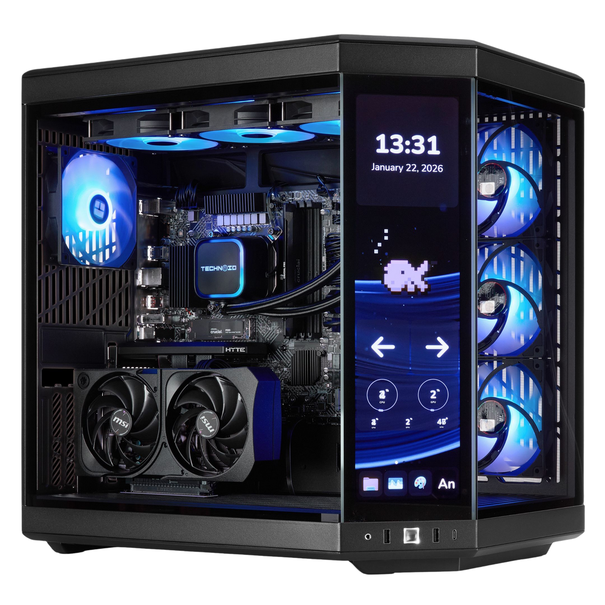 TECHNOID Limited Edition Gaming PC - AMD Ryzen 7 9800X3D, 64GB Ram, 1TB SSD, RTX 5080 , Windows 11 Pro, HYTE Y70 Touch infinite, Black