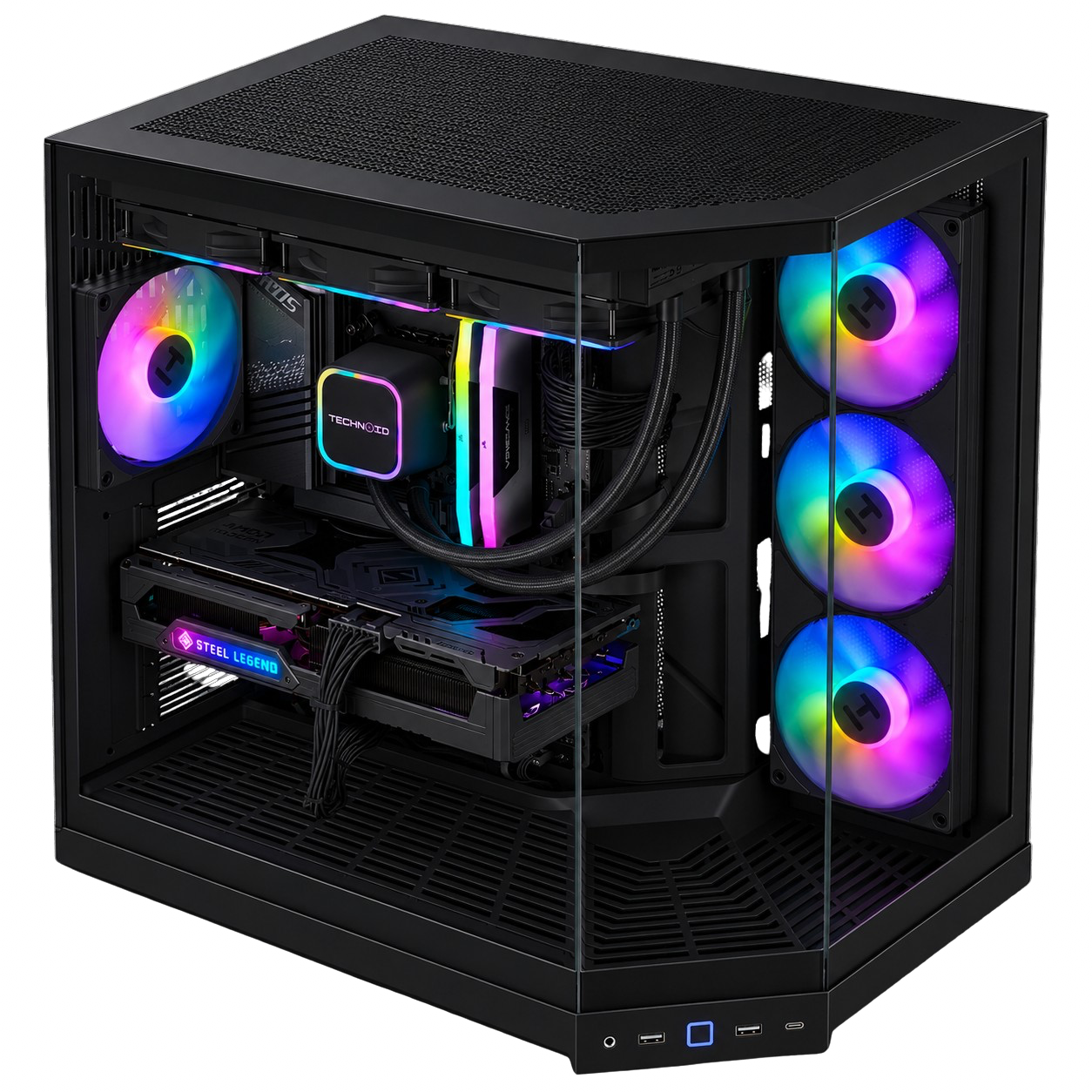 TECHNOID Panorama Gaming PC - GeForce RTX 5080 - AMD Ryzen 7 9800X3D - 32GB DDR5 - 1TB SSD - Win 11 PRO - AI Ready - VR Compatible