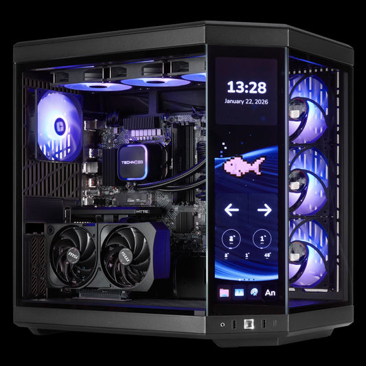 TECHNOID Limited Edition Gaming PC - AMD Ryzen 7 9800X3D, 32GB Ram, 2TB SSD, RTX 5070 Ti , Windows 11 Pro, HYTE Y70 Touch infinite, Black