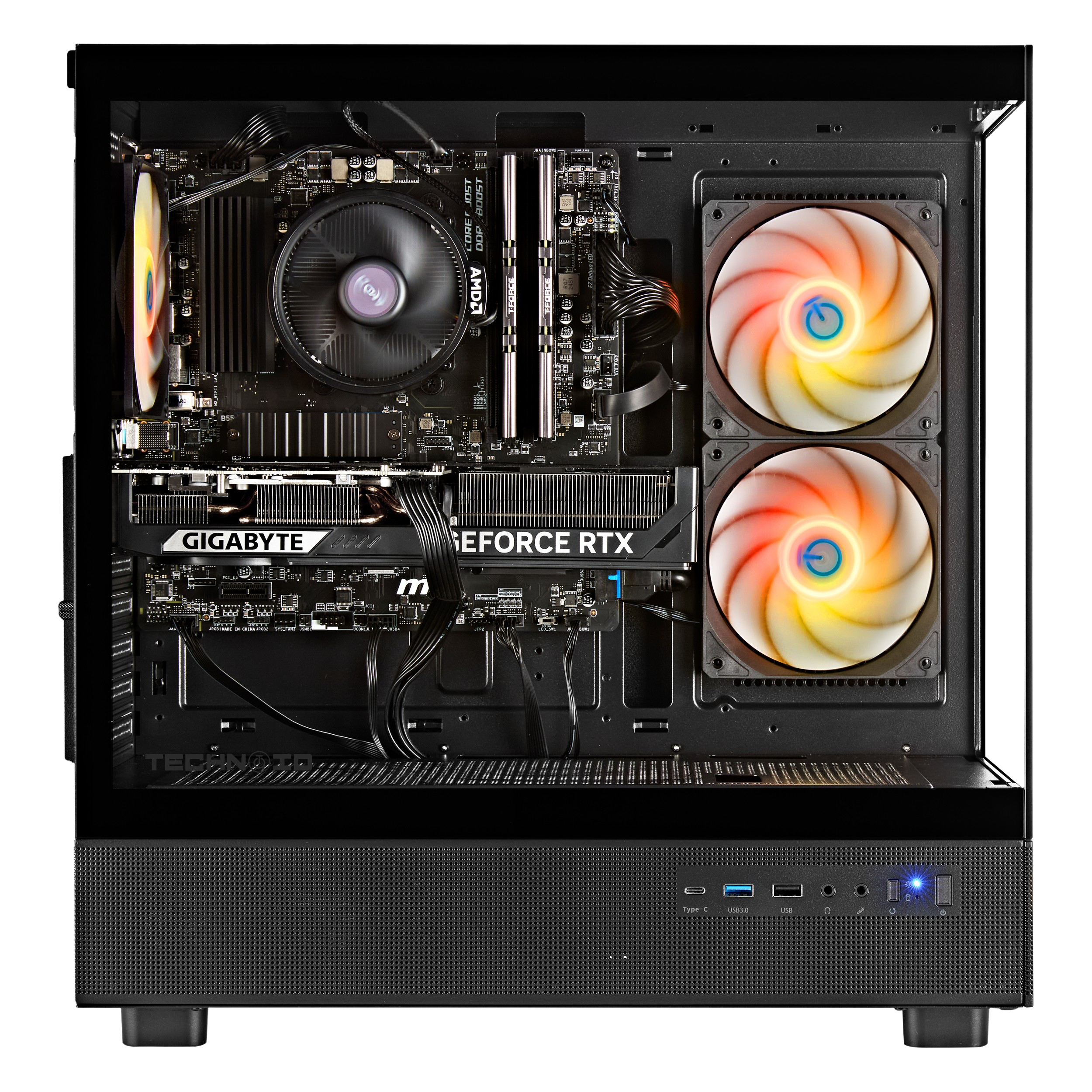 TECHNOID Glass GAMING PC (RTX 5050 - Ryzen 5 - 16GB RAM - 500GB SSD - WIN 11 H - Wifi - 3 Years Warranty - Black)