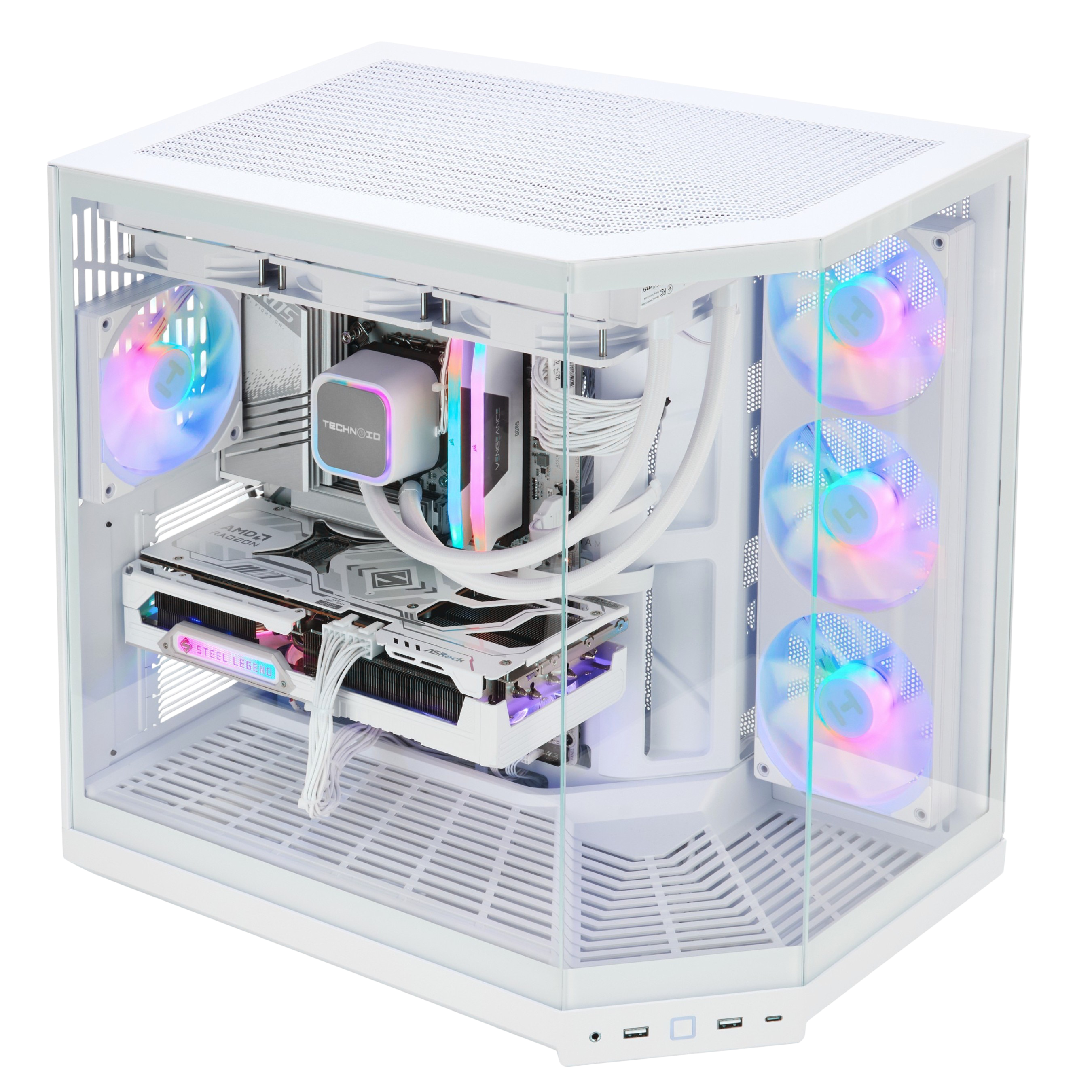 TECHNOID Panorama Gaming PC (AMD Radeon RX 9070 XT - AMD RYZEN 7 7800X3D - 32 GB DDR5 RAM - 1TB SSD - AI Ready - Windows 11 H - Wifi - HYTE Y50 White)