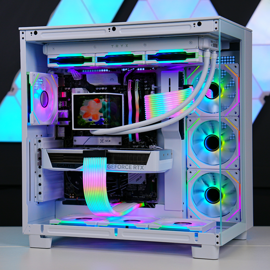 TECHNOID Frozen Gaming PC - RTX 5070 - AMD Ryzen 7 7800X3D - 32GB DDR5 - 2TB SSD - Win 11 PRO - AI Ready - 850w 80 Plus Gold PSU - VR Compatible - White