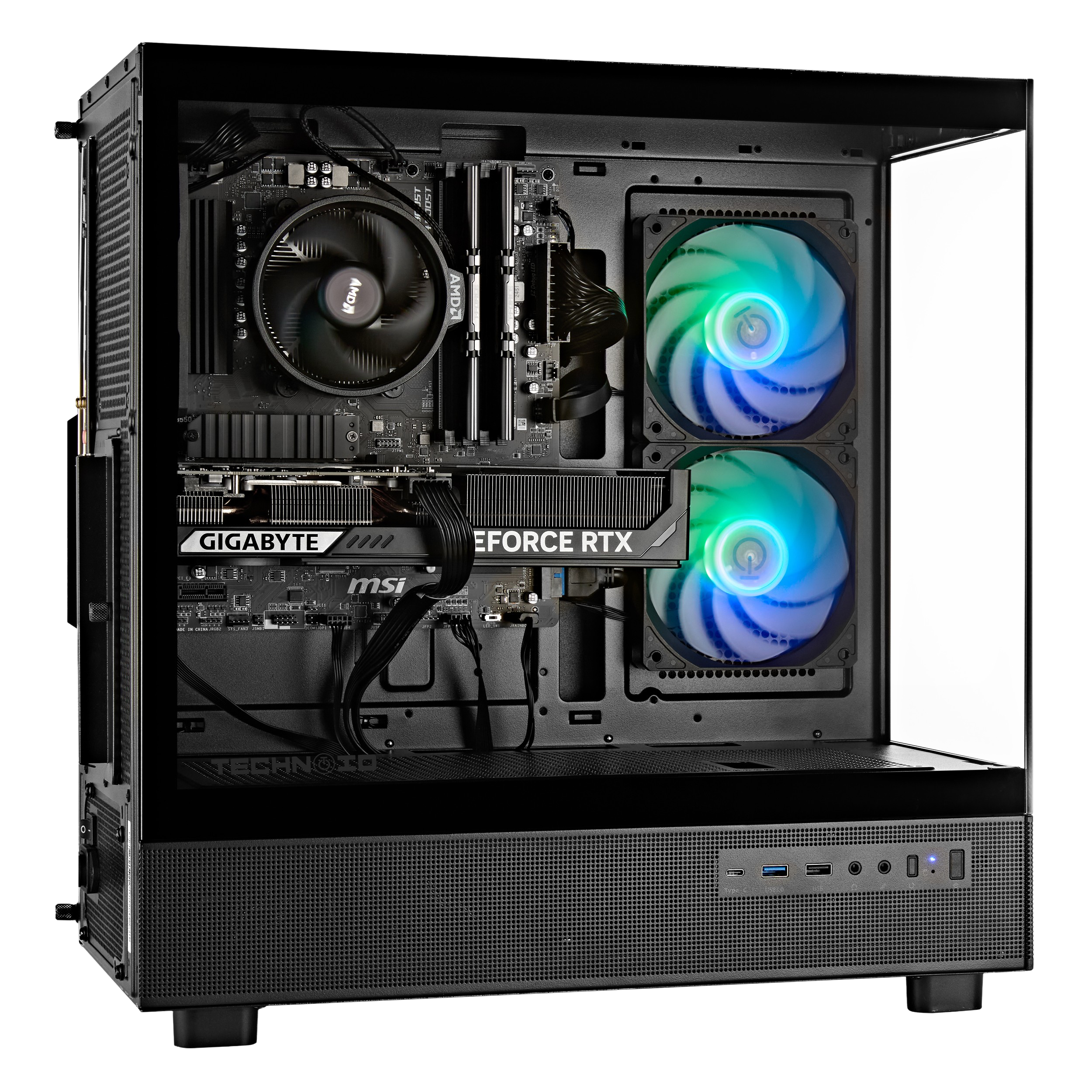 TECHNOID Glass GAMING PC (RTX 5050 - Ryzen 5 - 16GB RAM - 500GB SSD - WIN 11 H - Wifi - 3 Years Warranty - Black)