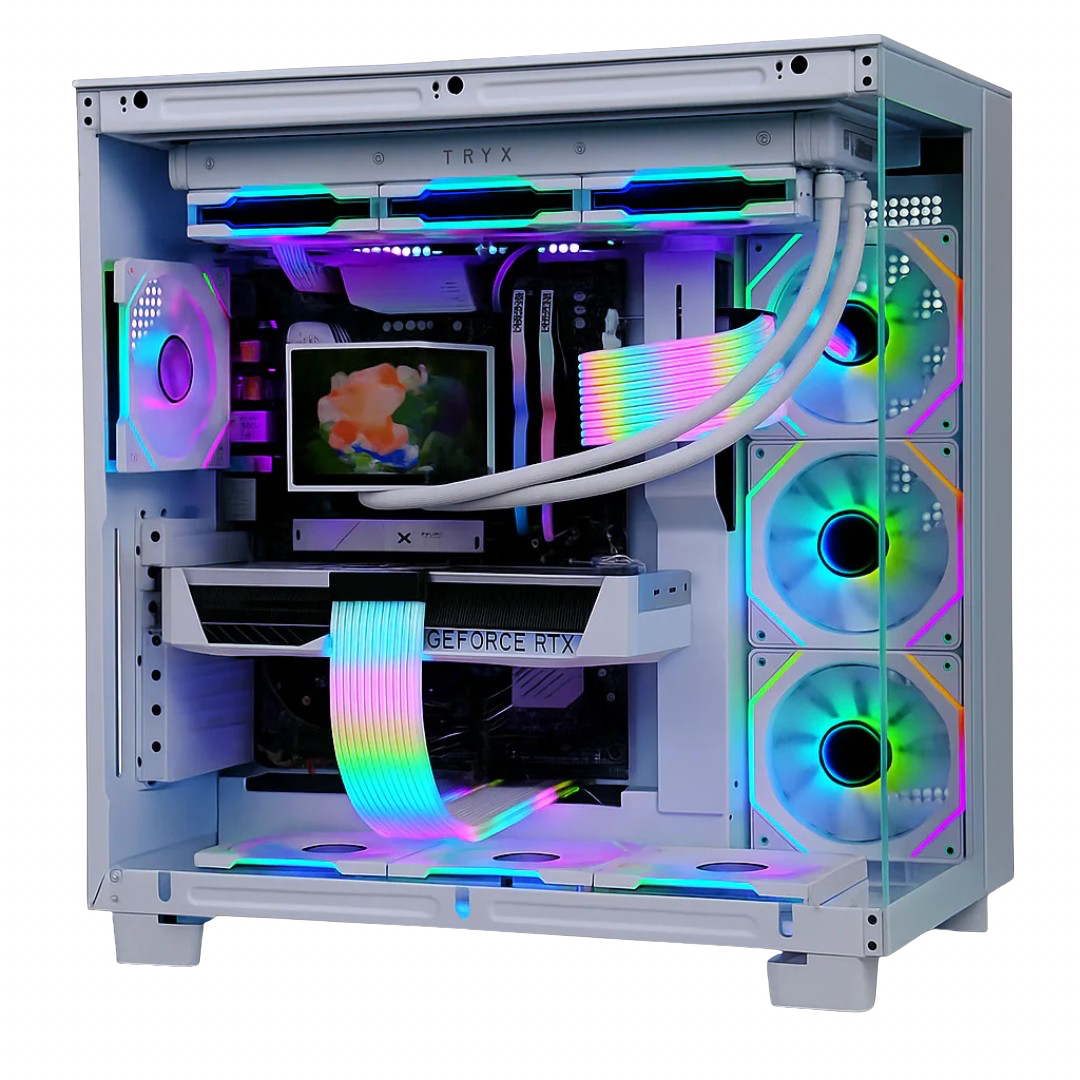 TECHNOID Frozen Gaming PC - RTX 5070 - AMD Ryzen 7 7800X3D - 32GB DDR5 - 2TB SSD - Win 11 PRO - AI Ready - 850w 80 Plus Gold PSU - VR Compatible - White