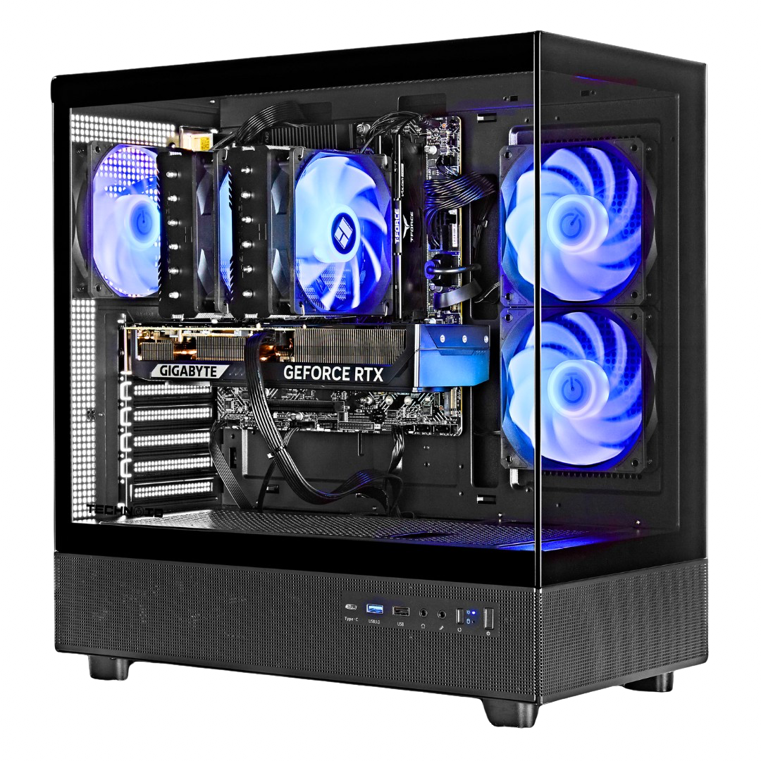 TECHNOID Glass GAMING PC (RTX 5070 - Ryzen 5 7600X3D - 32 GB RAM - 1TB SSD - WIN 11 H - Wifi - 3 Years Warranty - Black)