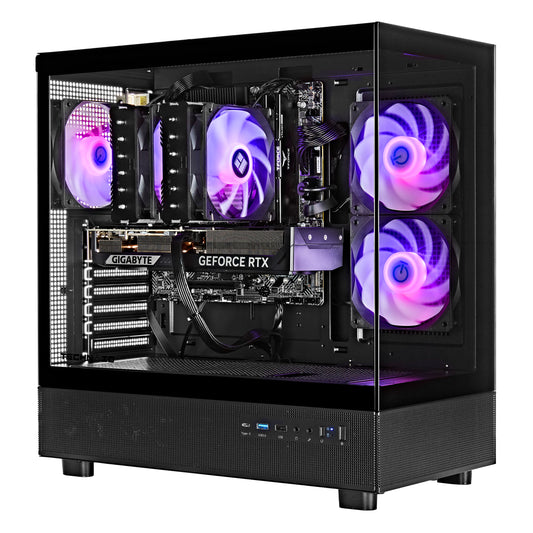 TECHNOID Glass Gaming PC - AMD Radeon RX 9070 XT - AMD Ryzen 7 9800X3D - 32GB DDR5 - 2TB SSD - Win 11 PRO - AI Ready - 850w 80 Plus Gold PSU - VR Compatible - Black