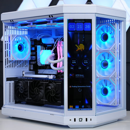 TECHNOID Limited Edition Gaming PC (Nvidia GeForce RTX 5090 - AMD RYZEN 9 9950X3D - 64 GB DDR5 RAM - 2TB SSD - AI Ready - Windows 11 P - Wifi - HYTE Y70 Touch infinite - White)