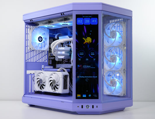 TECHNOID Limited Edition Gaming Pc (Amd Ryzen 7 7700 - RTX 5070 - 2TB SSD - 32GB RAM DDR5- Win 11 Pro - HYTE Y70 Touch infinite - Purple)