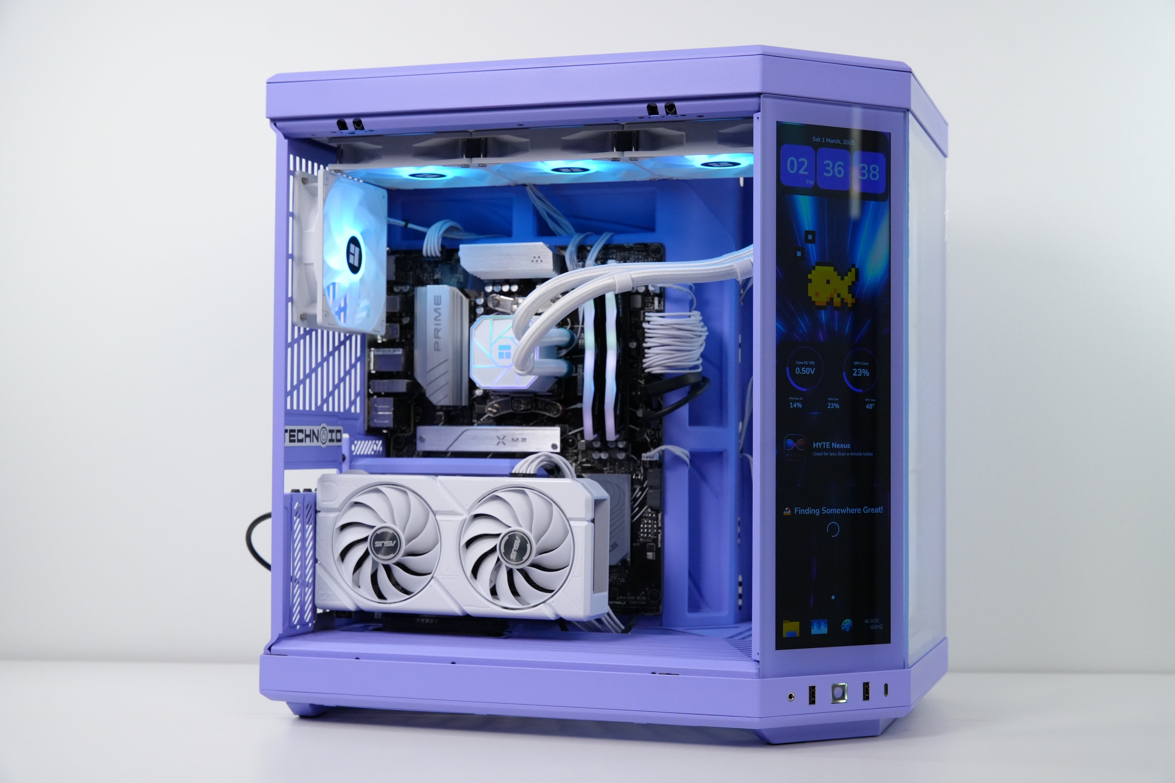 TECHNOID Limited Edition Gaming Pc (Amd Ryzen 7 9700x - RTX 5070 Ti - 2TB SSD - 32GB RAM DDR5- Win 11 Pro - HYTE Y70 Touch infinite - Purple)
