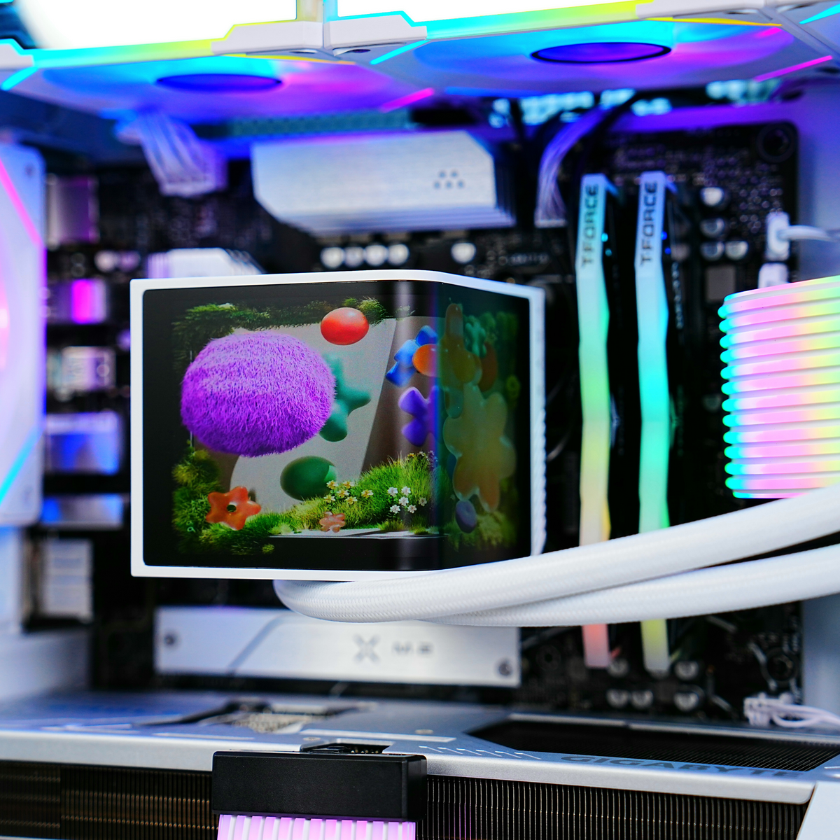 TECHNOID Frozen Gaming PC - RTX 5070 - AMD Ryzen 7 7800X3D - 32GB DDR5 - 2TB SSD - Win 11 PRO - AI Ready - 850w 80 Plus Gold PSU - VR Compatible - White