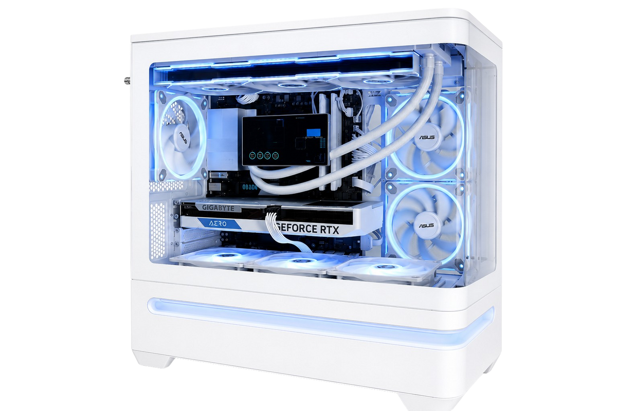 TECHNOID Vertex Gaming PC - GeForce RTX 5070 Ti - AMD Ryzen 7 7800X3D - 32GB DDR5 - 1TB SSD - Win 11 PRO - AI Ready - 850w 80 Plus Gold PSU - VR Compatible - LCD Aio - White