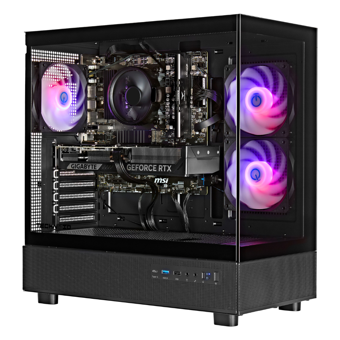 TECHNOID Glass GAMING PC (RTX 5050 - Ryzen 5 - 16GB RAM - 500GB SSD - WIN 11 H - Wifi - 3 Years Warranty - Black)