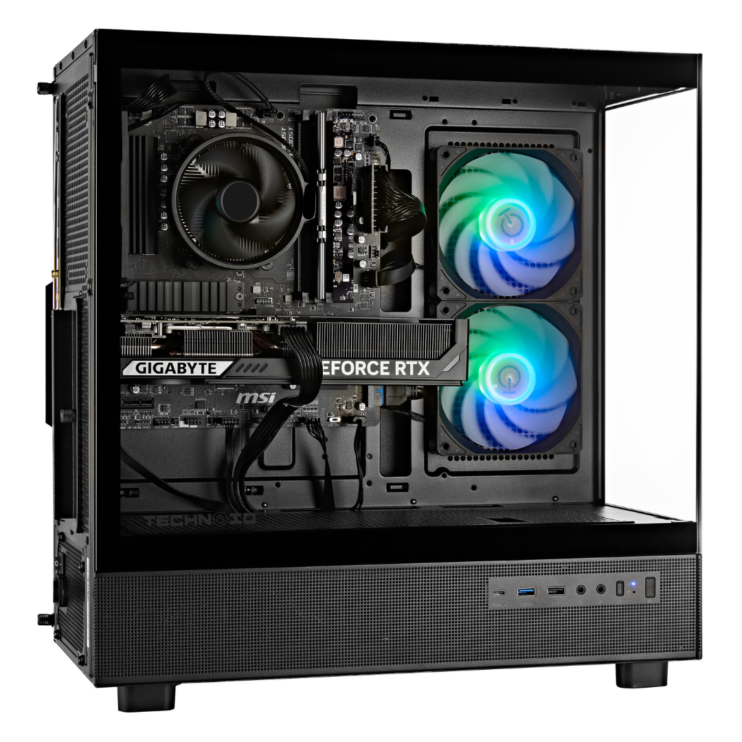 TECHNOID Glass GAMING PC (RTX 5050 - Ryzen 5 - 16GB RAM - 500GB SSD - WIN 11 H - Wifi - 3 Years Warranty - Black)