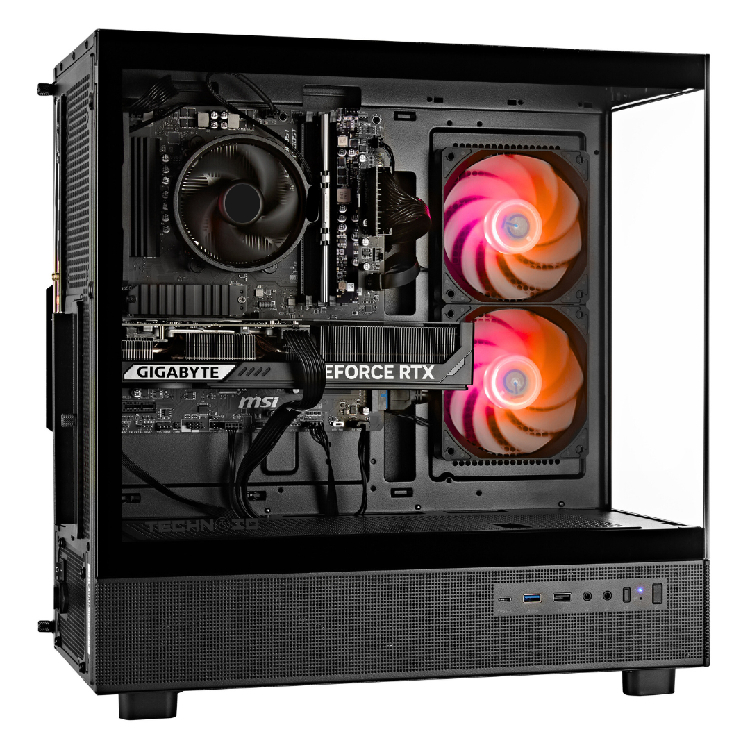 TECHNOID Glass GAMING PC (RTX 5050 - Ryzen 5 - 16GB RAM - 500GB SSD - WIN 11 H - Wifi - 3 Years Warranty - Black)