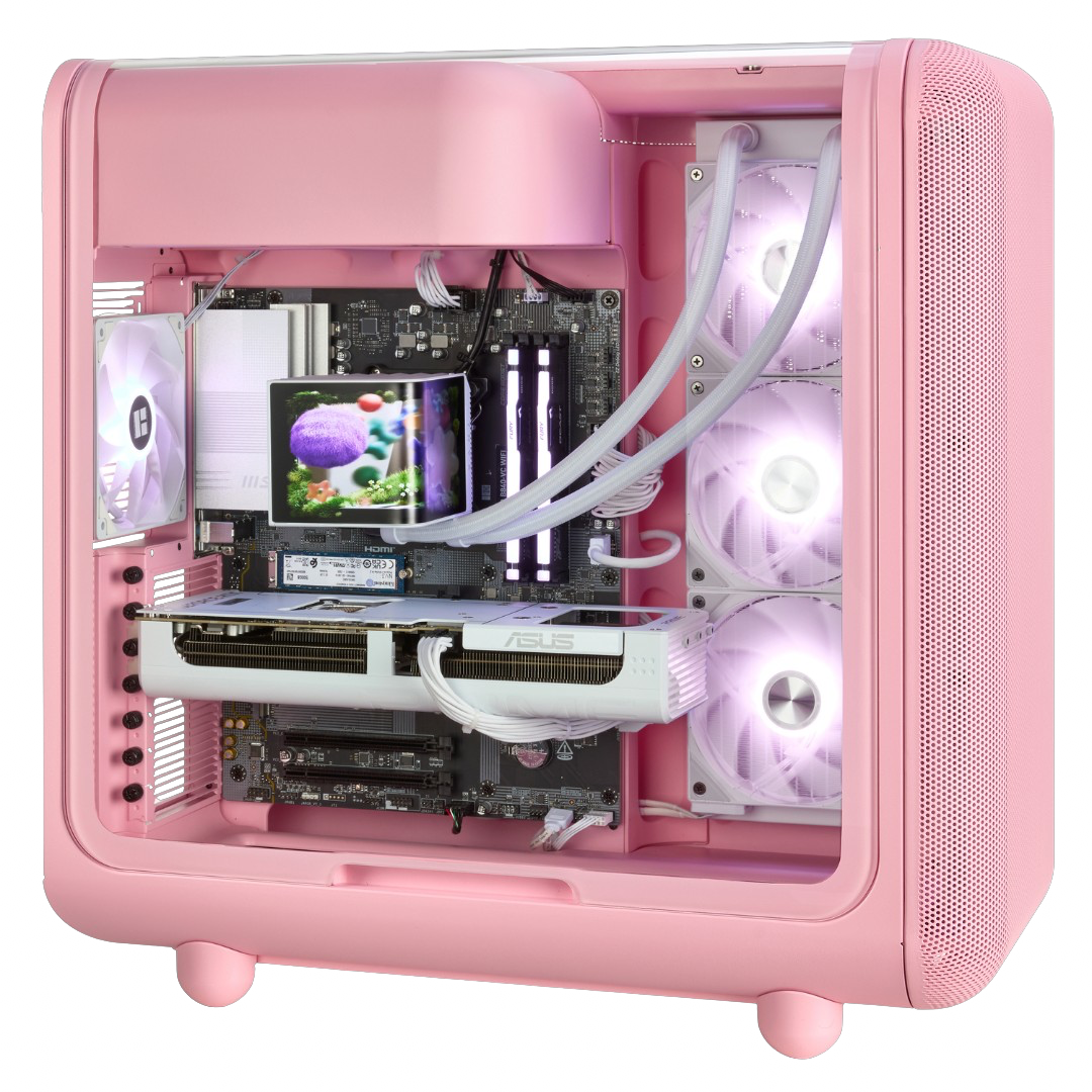 TECHNOID Infinity Gaming PC (AMD Radeon RX 9070 XT - AMD RYZEN 7 7800X3D - 32 GB DDR5 RAM - 1TB SSD - AI Ready - Windows 11 H - Wifi - HYTE X50 Strawberry Milk)