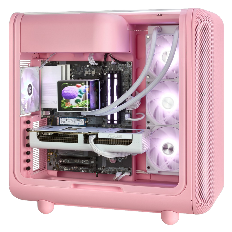 TECHNOID Infinity Gaming PC (AMD Radeon RX 9070 XT - AMD RYZEN 7 7800X3D - 32 GB DDR5 RAM - 1TB SSD - AI Ready - Windows 11 H - Wifi - HYTE X50 Strawberry Milk)