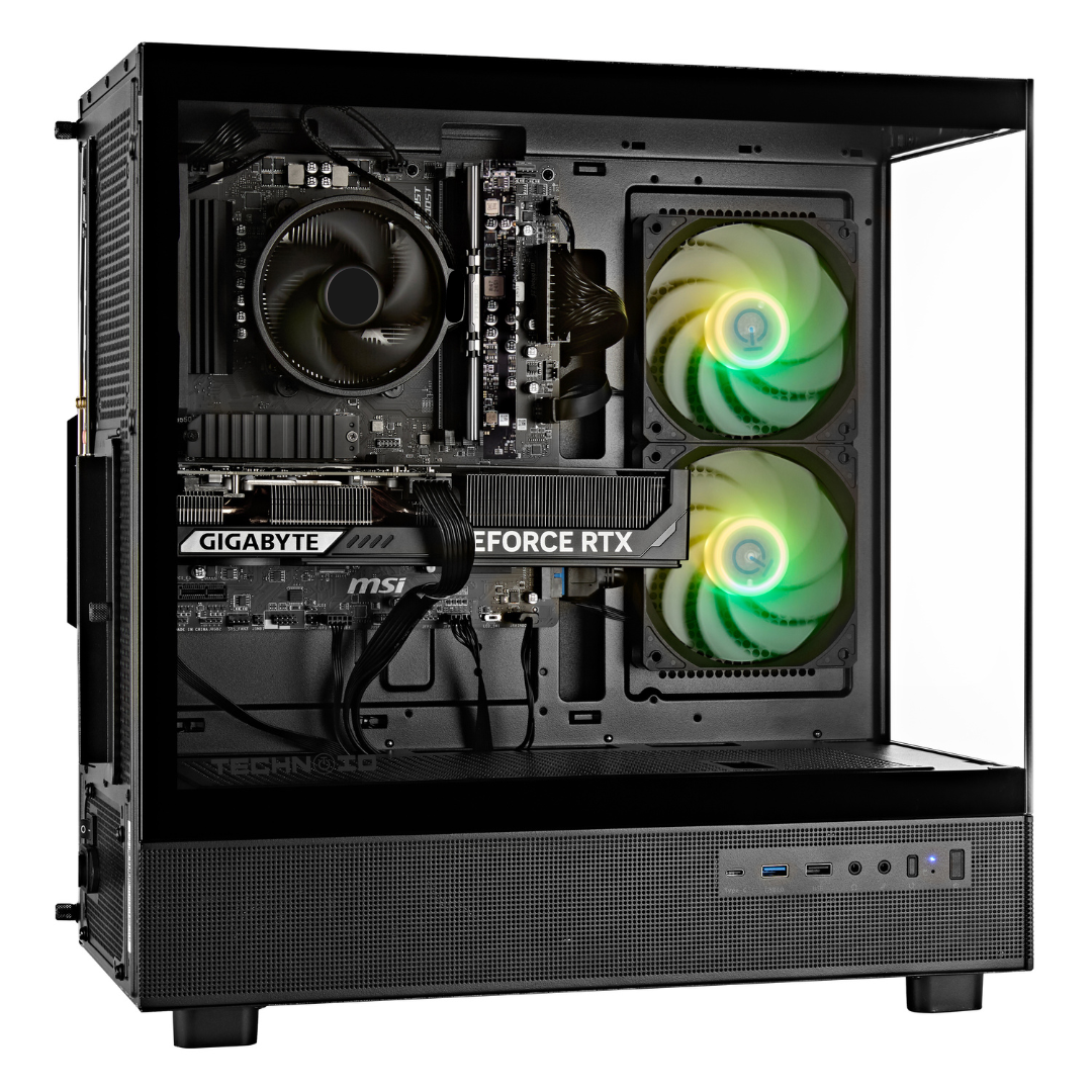 TECHNOID Glass GAMING PC (RTX 5050 - Ryzen 5 - 16GB RAM - 500GB SSD - WIN 11 H - Wifi - 3 Years Warranty - Black)