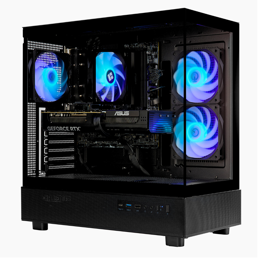 TECHNOID Glass Gaming PC - GeForce RTX 5070 - Intel Core i7-14700KF - 32GB DDR5 - 1TB SSD - Win 11 PRO - AI Ready - VR Compatible - Black