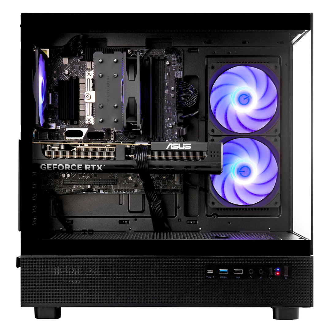 TECHNOID Glass Gaming PC - GeForce RTX 5070 - Intel Core i7-14700KF - 32GB DDR5 - 1TB SSD - Win 11 PRO - AI Ready - VR Compatible - Black