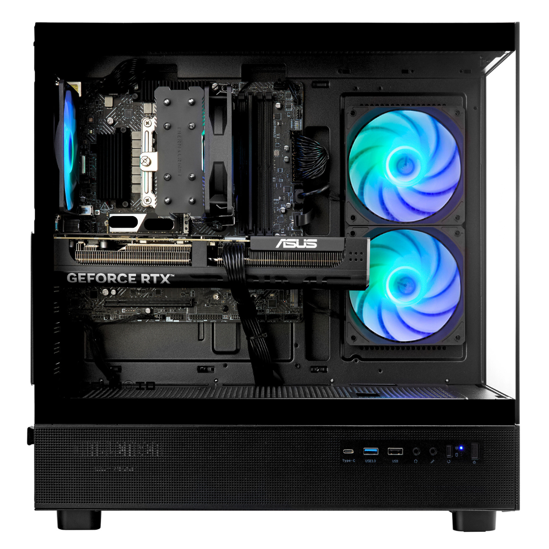 TECHNOID Glass GAMING PC (RTX 5070 - Ryzen 7 7700X - 32 GB RAM - 1TB SSD - WIN 11 H - Wifi - 3 Years Warranty - Black)