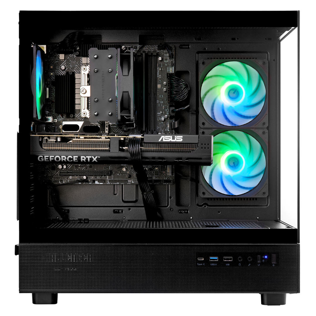 TECHNOID Glass Gaming PC - GeForce RTX 5070 - Intel Core i7-14700KF - 32GB DDR5 - 1TB SSD - Win 11 PRO - AI Ready - VR Compatible - Black