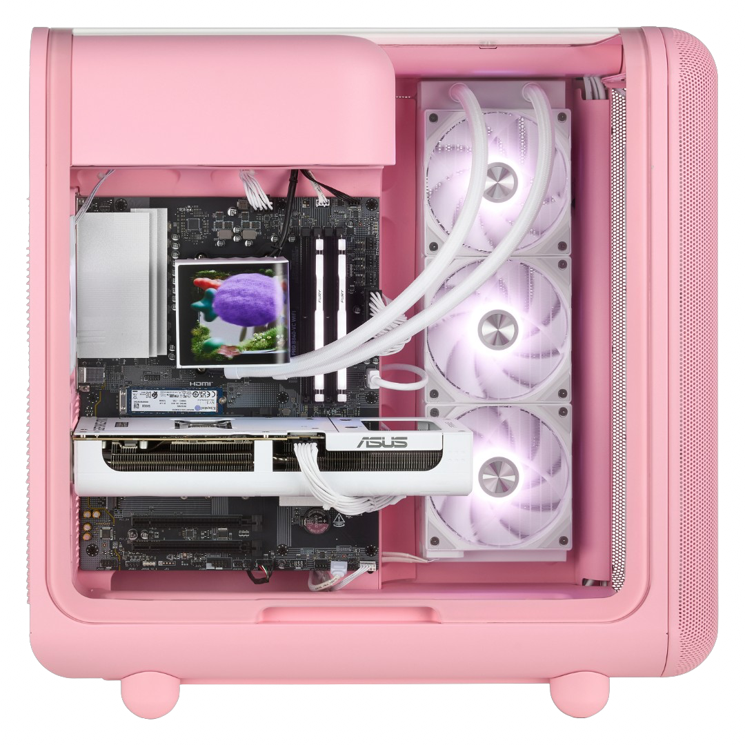 TECHNOID Infinity Gaming PC (AMD Radeon RX 9070 XT - AMD RYZEN 7 7800X3D - 32 GB DDR5 RAM - 1TB SSD - AI Ready - Windows 11 H - Wifi - HYTE X50 Strawberry Milk)